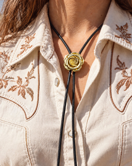 Gold Rose Bolo Tie