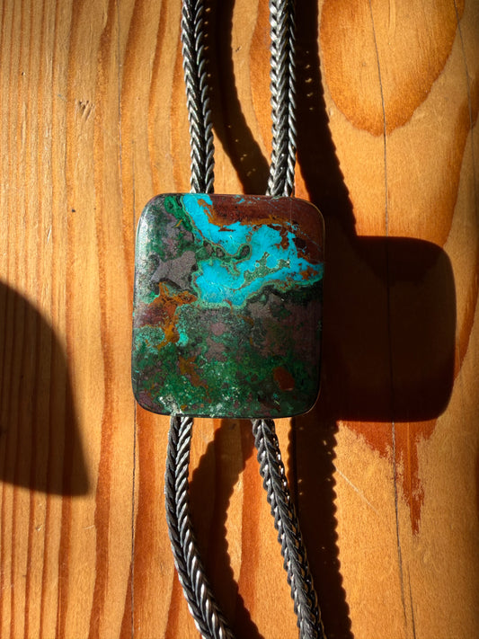 Australian Chrysocolla Metal Chain Bolo Tie