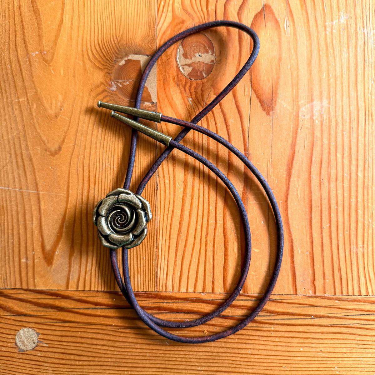 Brass Rose Bolo Tie