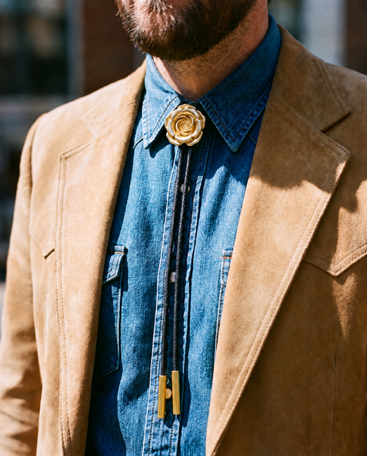 Gold Rose Bolo Tie