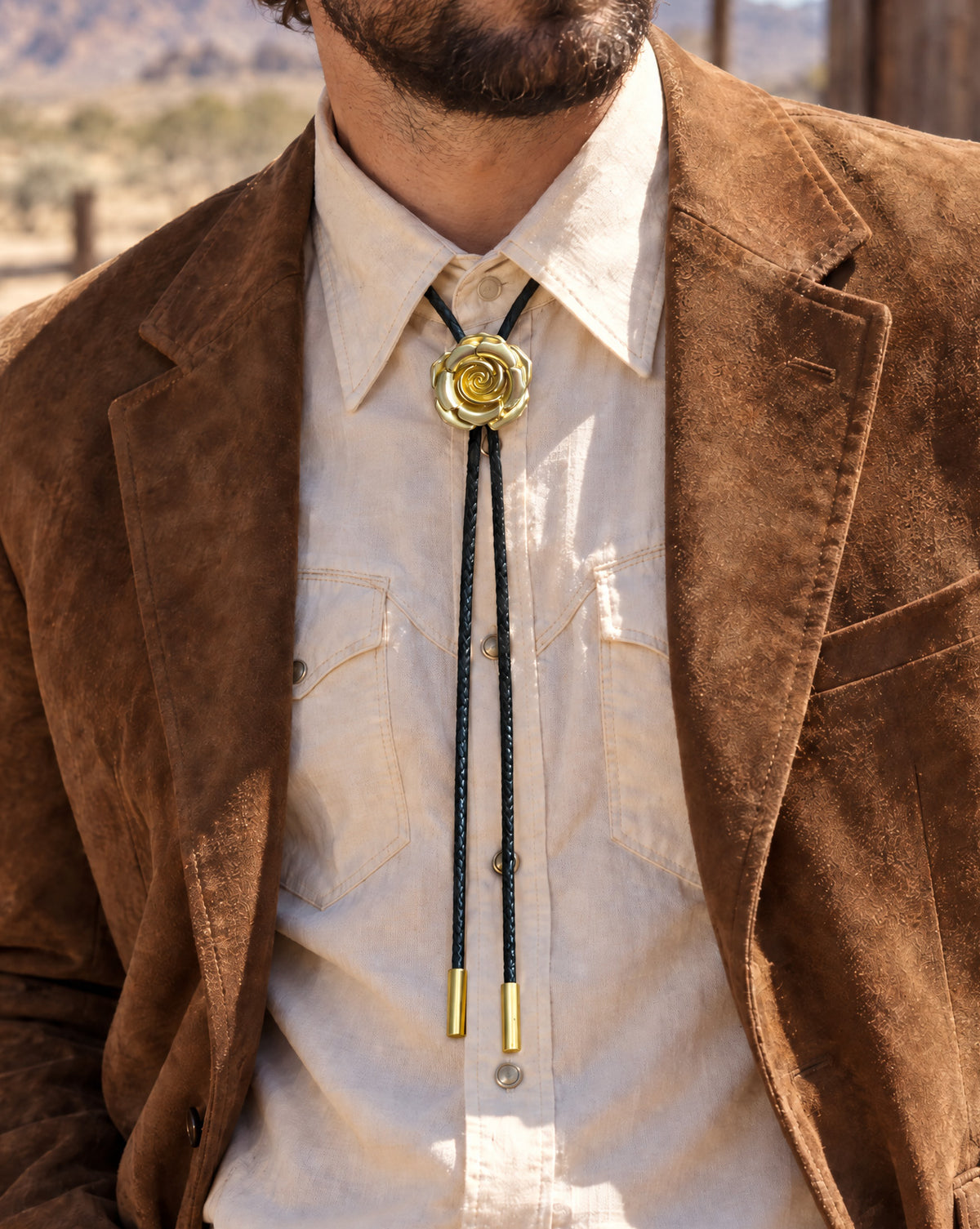 Gold Rose Bolo Tie