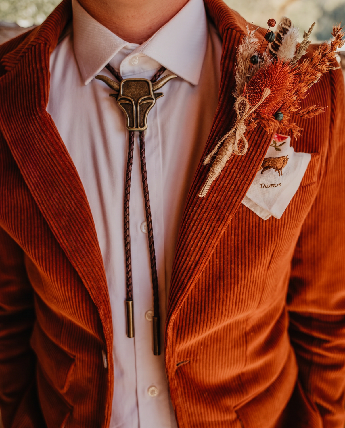 Brass Bull Bolo Tie