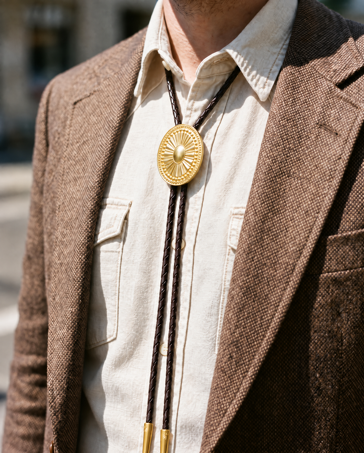 Gold Concho Bolo Tie