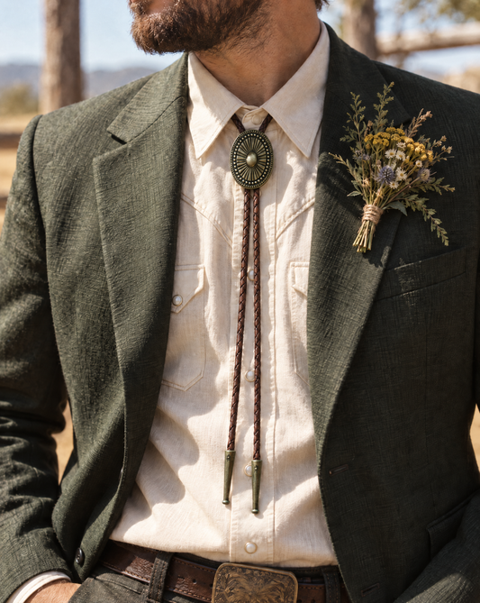 Brass Concho Bolo Tie
