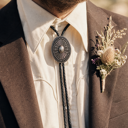 Silver Concho Bolo Tie