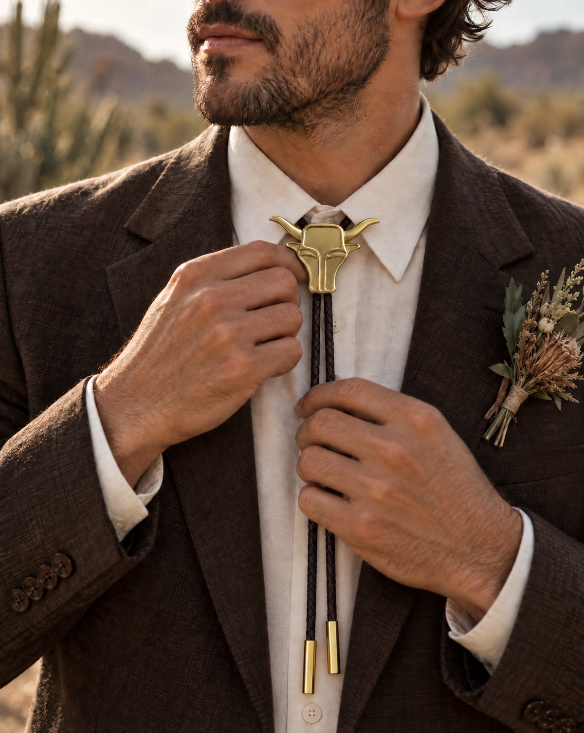 Gold Bull Bolo Tie