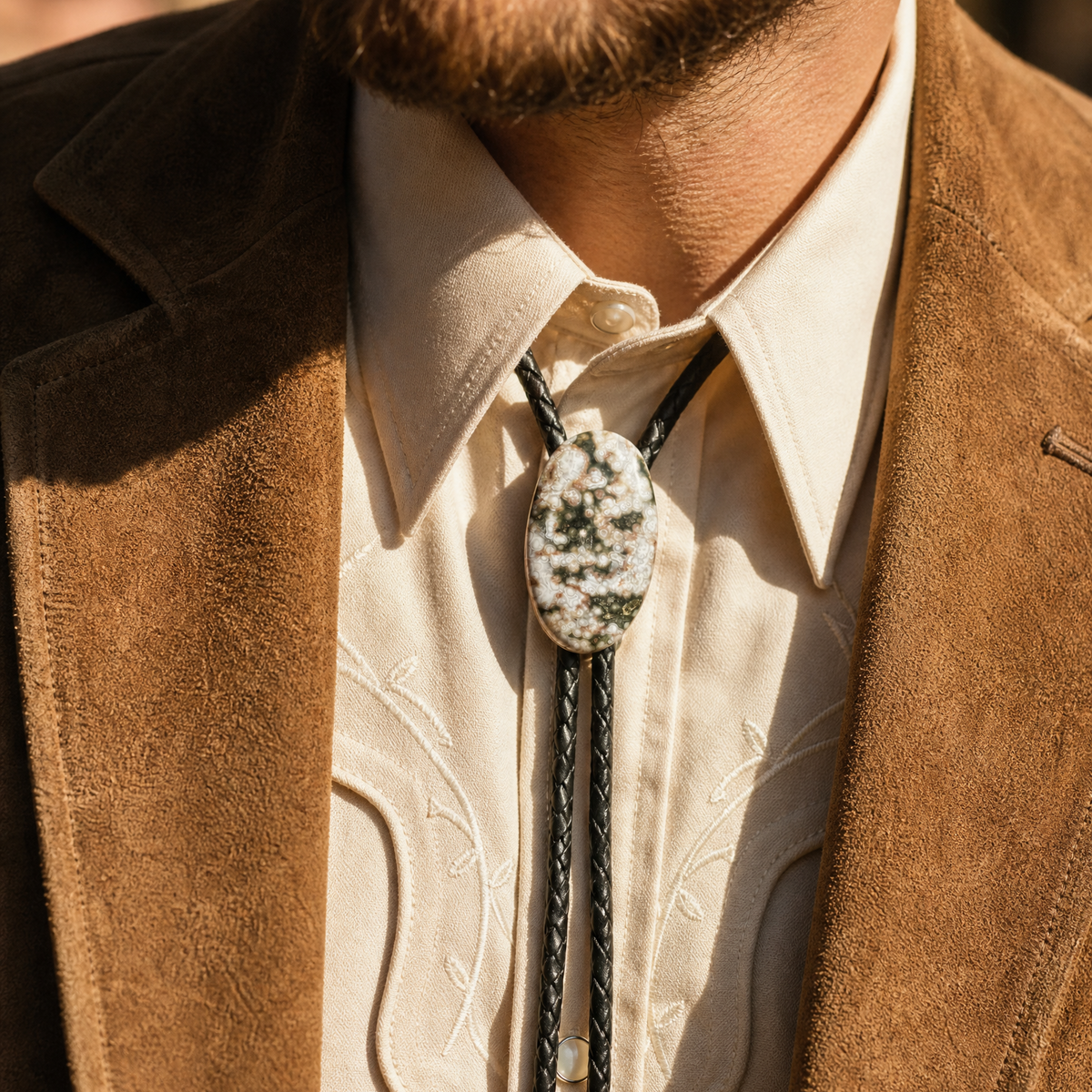 Oval Ocean Jasper Bolo Tie