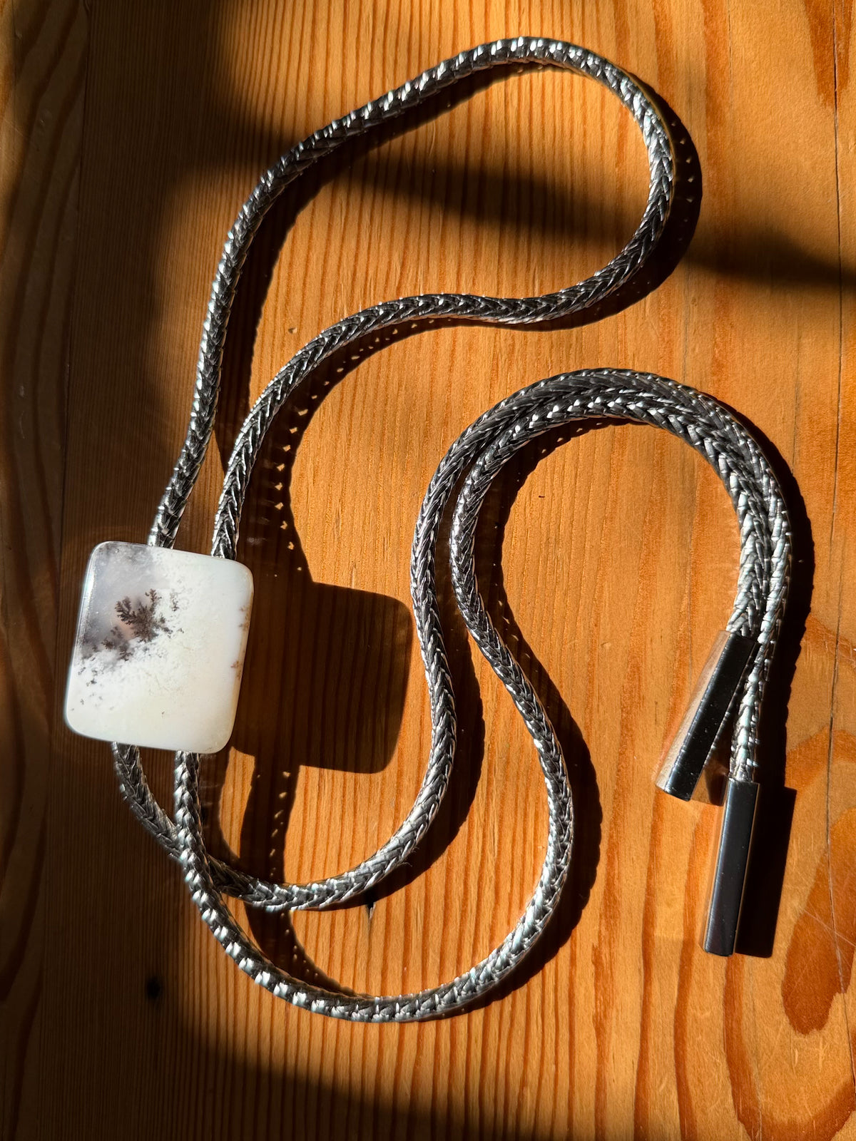 Dendritic Opal Metal Chain Bolo Tie