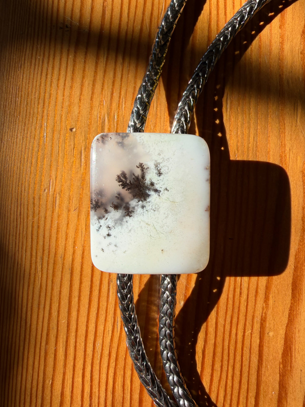 Dendritic Opal Metal Chain Bolo Tie