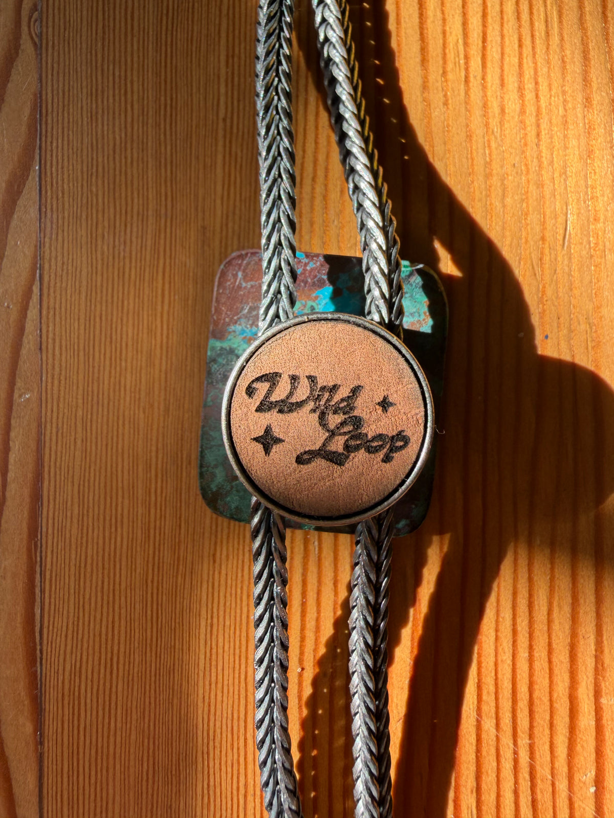 Australian Chrysocolla Metal Chain Bolo Tie