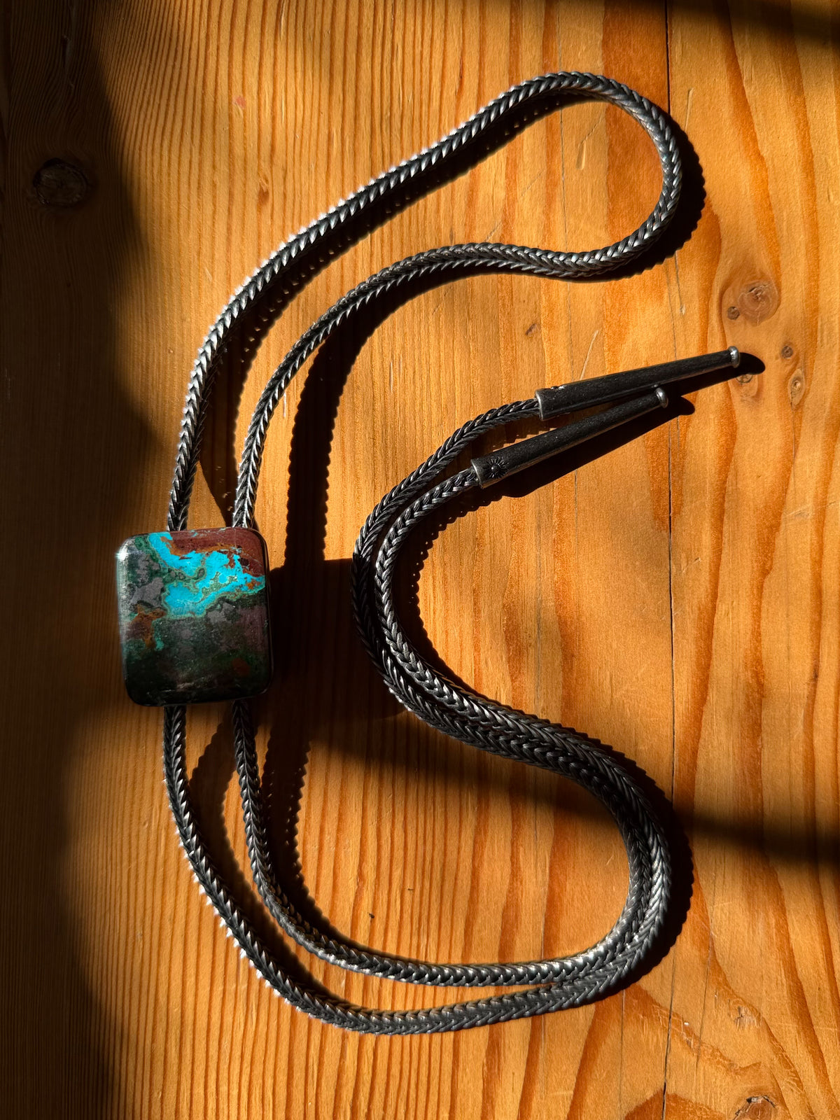 Australian Chrysocolla Metal Chain Bolo Tie