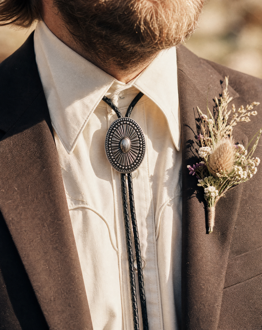 Silver Concho Bolo Tie